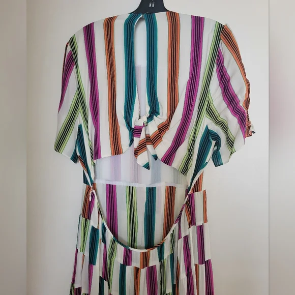 Diane Von Furstenberg Colorful Striped Backless Dress - Picture 4 of 6